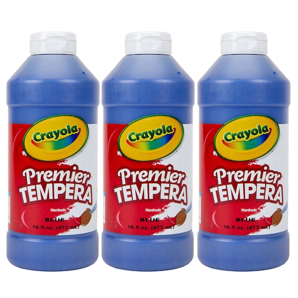 Premier Tempera Paint, 16 oz, Blue, 3PK